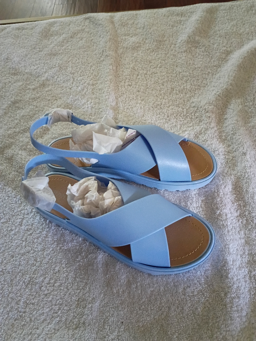 Light Blue Women's Cross-Strap Slingback Sandals